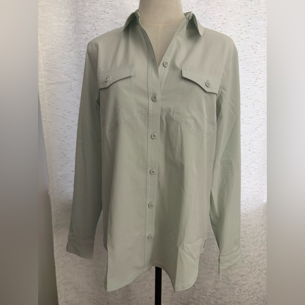 Eddie Bauer Light Green Button Down Departure Shirt NWT
